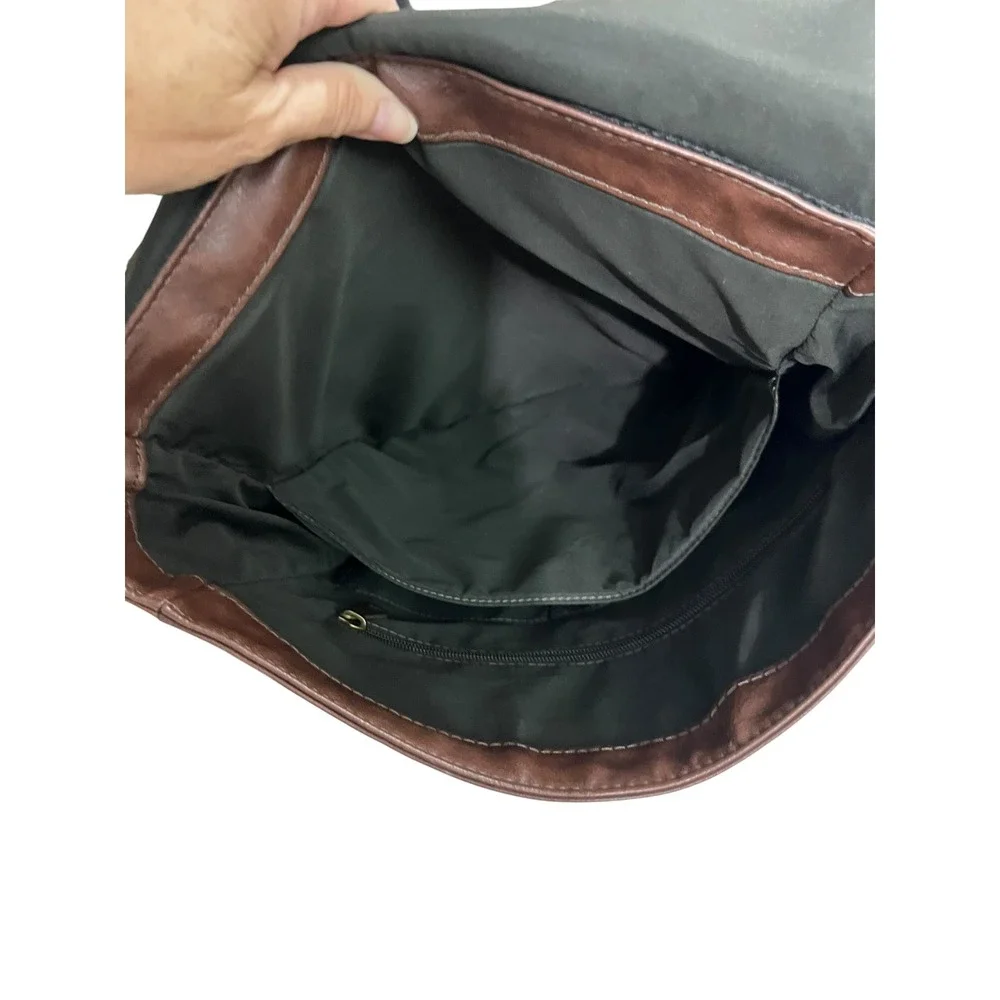 Fossil Brown Leather Backpack Buckle Flap Laptop Work Travel Bag
